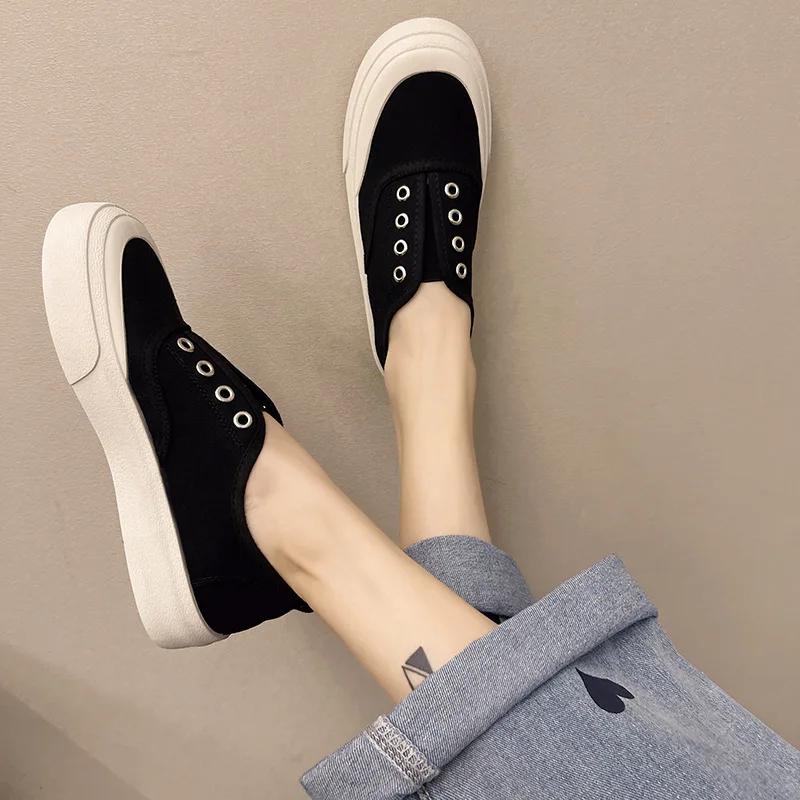 Canvas Shoes Women New Fashion Sneakers Leopard Print Slip-on Woman Vulcanized Flat Casual Loafers Ladies