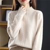 Women's Autumn Winter Turtleneck Sweater Pullover Outer Wear Winter Cable-Knit Thick Woolen Base Layer Top
