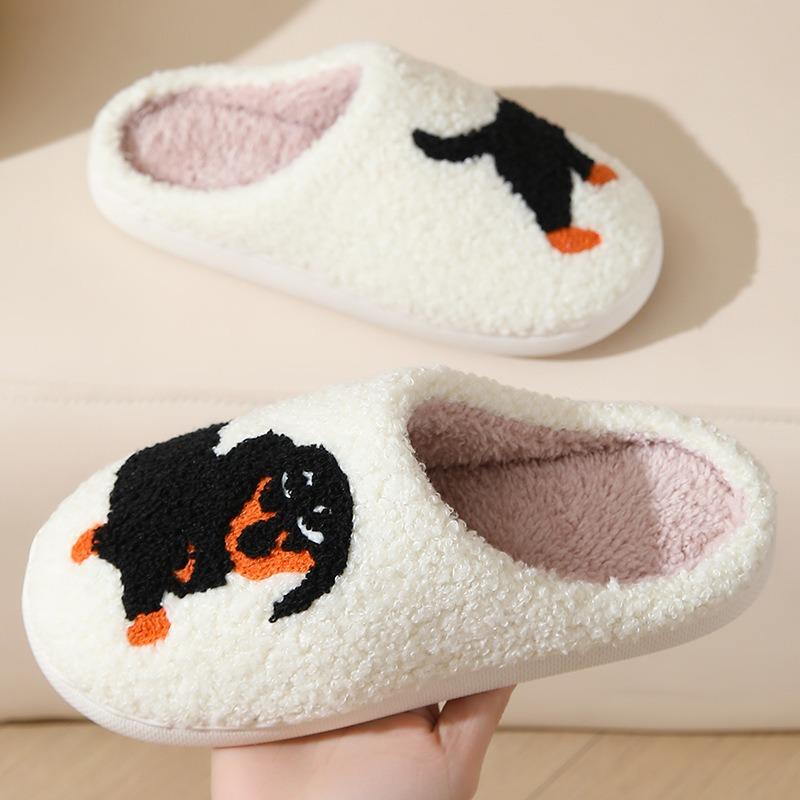 New Autumn and Winter Male and Female Couples Cute Cartoon Puppy Cotton Slippers Home Indoor Non-slip Cotton Slippers