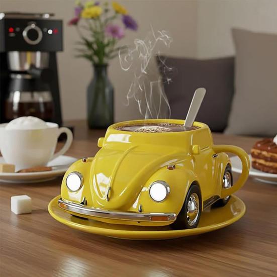 Beetle Shaped Coffee Mug Handmade Resin Beetle Tea Cup Home Office Decor Coffee Mug Gift for Car Fans Beetle Lovers