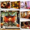 Home Decor Christmas Fireplace Art Print Tapestry Christmas Tree Wall Hanging Bedroom Living Room Wall Decor Backdrop Fabric