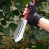 4-in-1 Gardening Trowel with Serrated Edge Stainless Steel Cutter with Wood Handle Sheath Multifunctional Trowel for Planting Cutting Camping