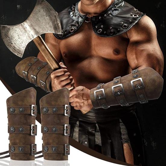 Adult Cycling Wrist Guard Cosplay Retro Wristband Wear Resistant Adjustable Lace-Up Gauntlets Wrist Bracer