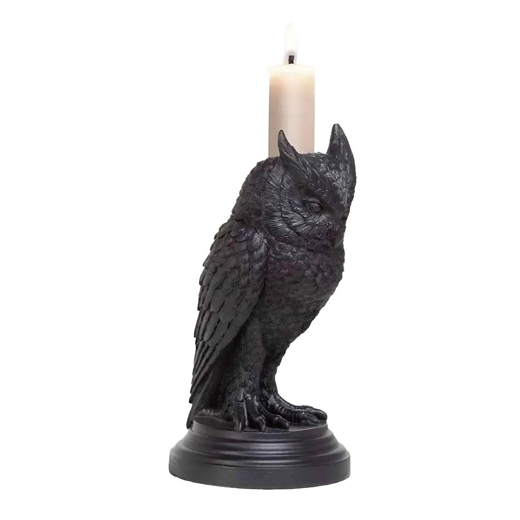 Gothic Candle Holder Resin Figurine Candlestick Stand Home Decor Accessory Holiday Decoration Owl