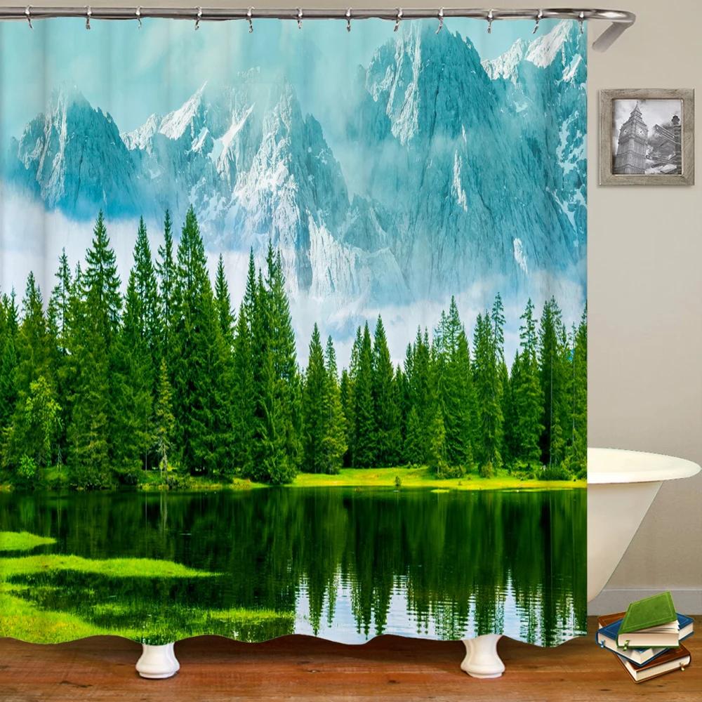 3d Printing Green Forest Waterfall Shower Curtains Waterproof Bathroom Curtain With Hooks Bath Curtain 180*200 Polyester Fabric