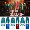 4 Pcs/Set Korean Game Cosplay Costume Squid Series Tracksuit Sweatshirt Jacket Pants T-shirt Vest Set for Men Women Cosplay Running