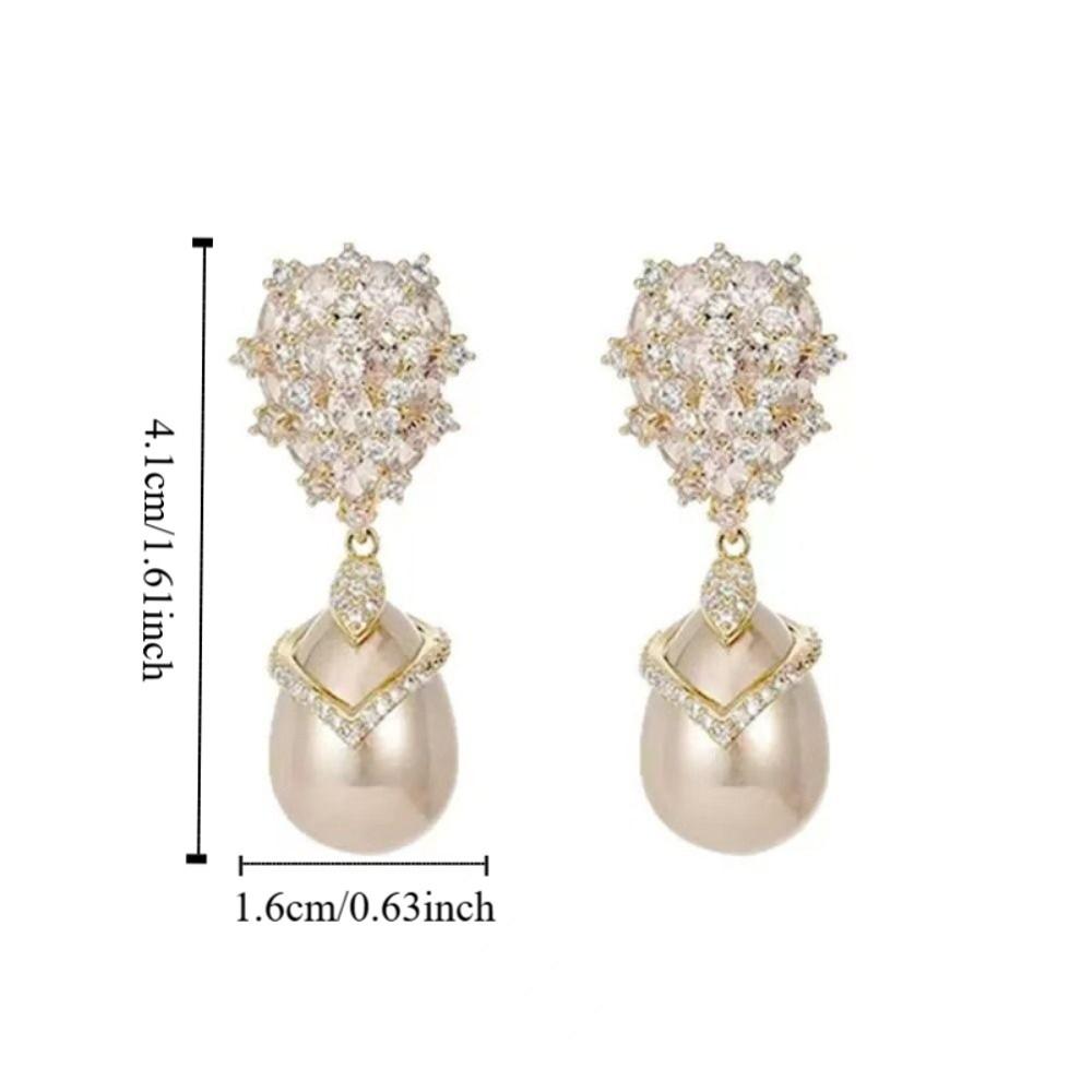 Elegant Rhinestone Drop Earrings Pearl Vintage Long Earrings Crystal Stud Earrings Girls Gift