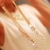 Women Elegant Cocktail Rhinestone Dangle Tassels Chain Drop Hook Linear Earrings