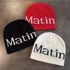 Streetwear Letter Matin Knitted Beanie Warmth Ear Protection Cold Seasons Cap