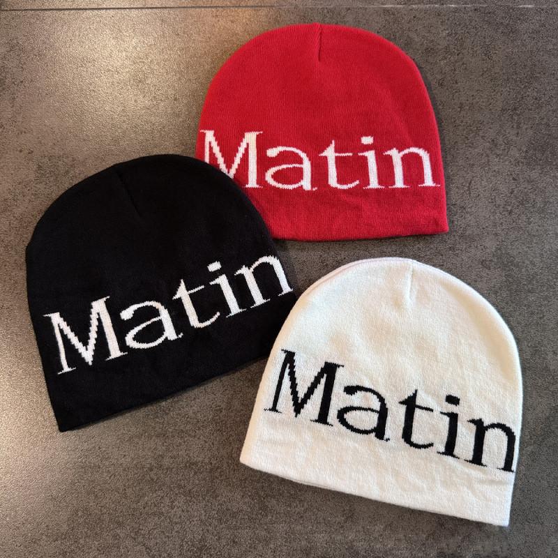 Streetwear Letter Matin Knitted Beanie Warmth Ear Protection Cold Seasons Cap