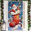 Christmas Door Cover Merry Christmas Backdrop Banner Outdoor Front Porch Door Sign for Holiday Door Wall Home Decor Photo Backgrounds