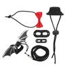 Reptile Harness and Leash Adjustable Lizard Traction Rope Hat Bowtie Set for Small Pet Animals(Black and Red Hat Set