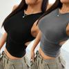 Sexy Women's 2025 Spring And Summer Solid Color Tight Short Sleeveless Undershirt Tops Basic T-shirts Tank Top