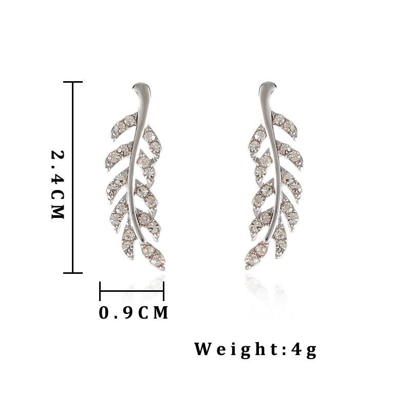 Hollow Out Leaves Earrings for Women Trendy Vintage Crystal Ear Stud Wheat Unique Design Silver Golden Color Girl Jewelry Gift