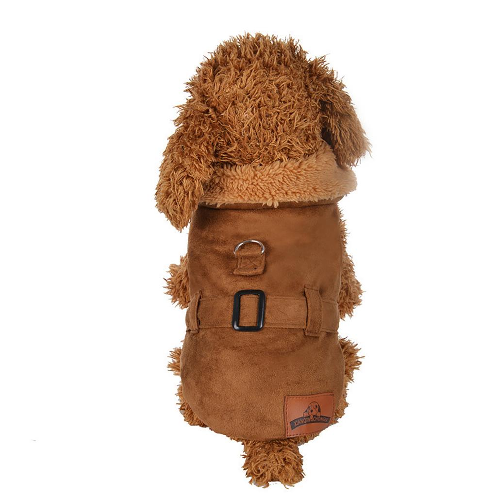 Padded Thickening Imitation Deer Leather Jacket Dog Costumes Pet Clothes