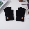 Autumn and Winter Camel Wool Warm Windproof Breathable Portable Simple Gloves Warm Cold Half-finger Gloves Outdoor Riding