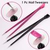 1 Pc Nail Tweezers with Silicone Pressing Head for Sticker Rhinestones Picker Straight Curved Manicuree Nail Art Tool