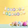 Happy Easter Banner Bunny Rabbit Hanging Decor Colorful for Porch Photo Props