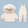 Winter Children's Clothing Set Two Pcs Girl Down Jacket   Baby Snowsuit Clothes Overalls for Kids Toddler Jumpsuit Coat