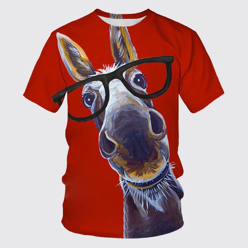 Summer 3D Animal Donkey Graphic T Shirts Men Fashion Casual Personality Printed Hip Hop Street Style Round Neck Short Sleeve