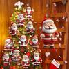 12 Pcs Wooden Santa Claus Ornaments Christmas Tree Hanging Cartoon Santa Claus Decoration for Xmas Tree Party Decor