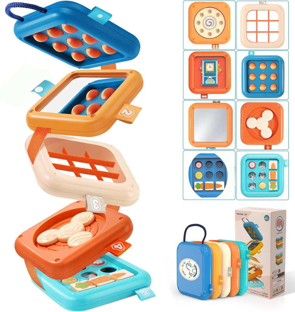 Montessori Toys Busy Board Baby Activity Cube Sensory Toys Folding Puzzle Fine Motor Skill Early Educational Toys for Kid Age 1+