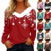 Long Sleeve Shirts For Women Cute Tops Christmas Prints Tees Blouses Casual Plus Size Basic Tops Pullover
