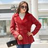 New Style Fur Integrated Lapel Plus Velvet Leather Coat for Women Autumn and Winter Mid-length Coat Suede Jacket for Women