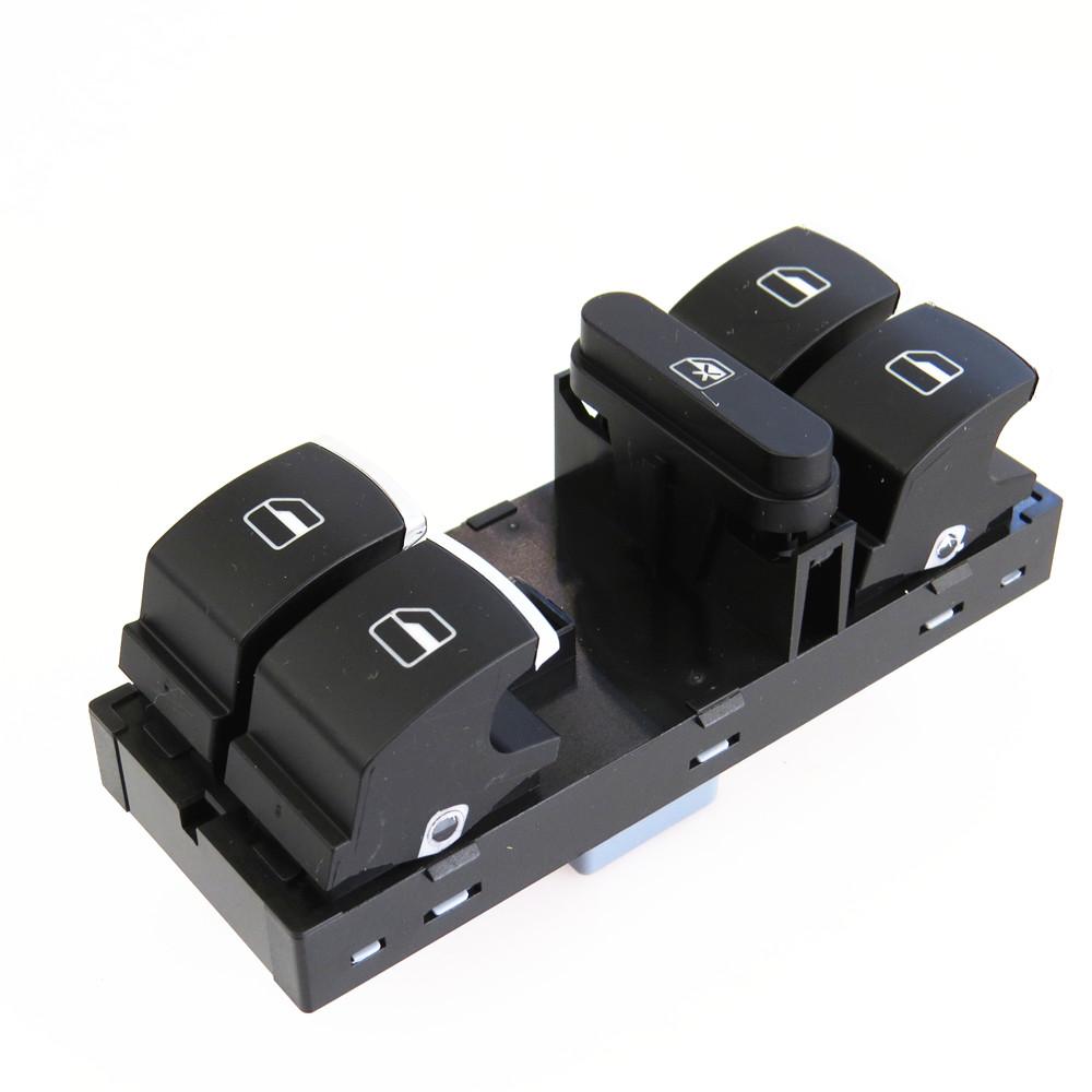FHAWKEYEQ 10 Pin Chrome Master Power Window Switch For Jetta MK5 MK6 GTI Golf 5 6 Passat B6 Tiguan Rabbit 5ND 959 857