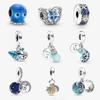 2023 New 925 Sterling Silver Charms Beads Original Turtle Chameleon Blue Crystal Fit Pandora Bracelets Diy Jewelry For Women