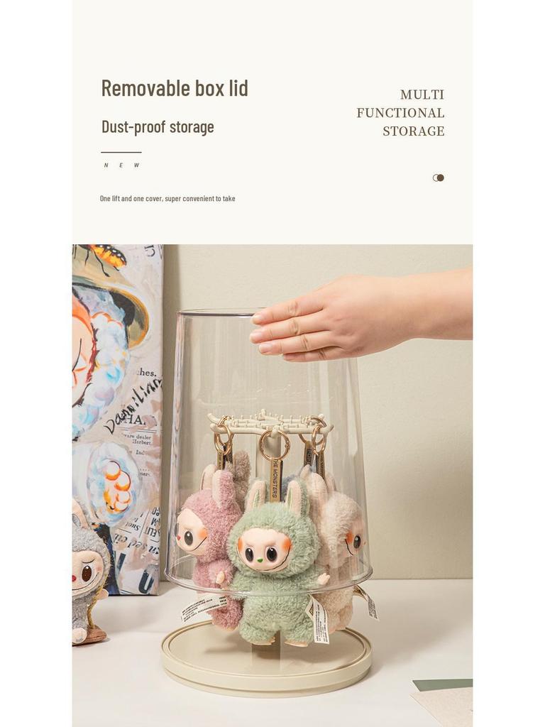 Rotating Labubu Plush Doll Display Box & Charm Stand