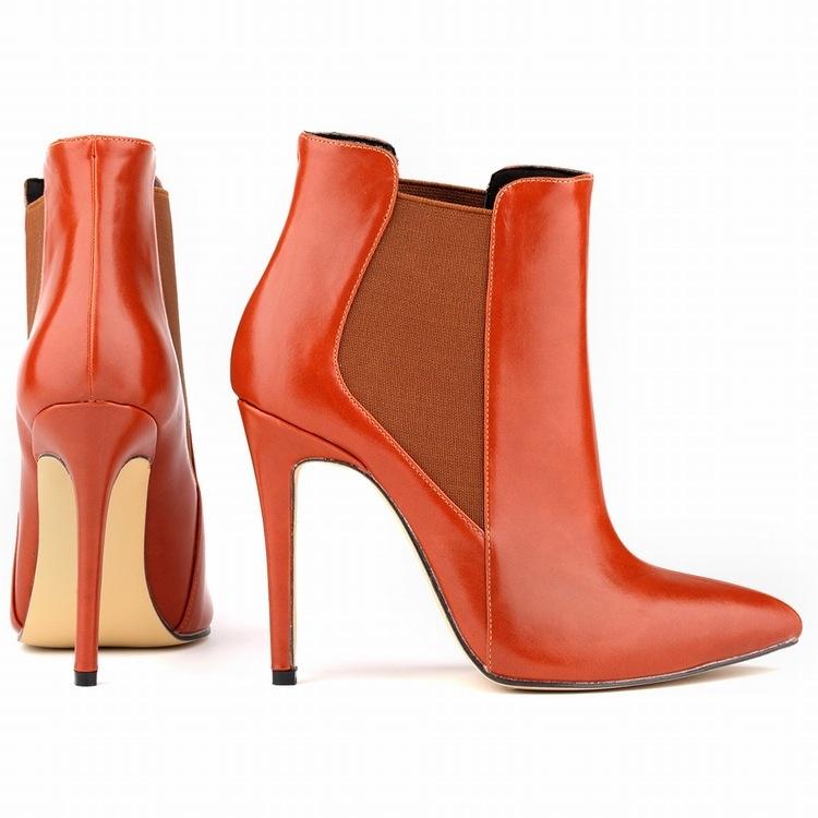 Women Sexy Pointed Toe Solid Black PU Leather High Heels Platform Ankle Boots Stilettos Shoes