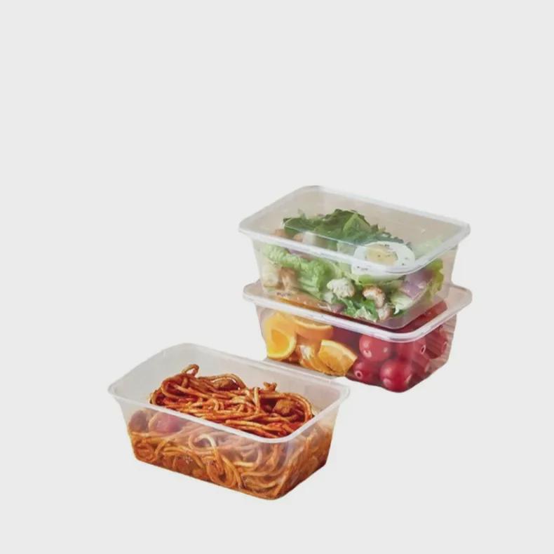 Tuyuan Rectangular Disposable Plastic Lunch Box with Lid - Microwave Safe, Transparent, Thickened for Takeaway.