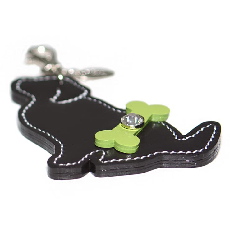 Golden Retriever Charm Cowhide Leather Rhinestone Jeweled Keychain Made In Japan Happy Keyring Bag Charm Labrador Dog Lover Pet Dog [Happy]