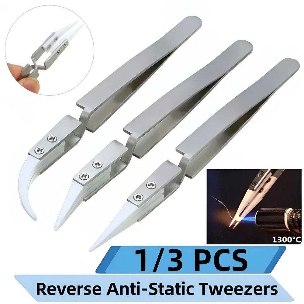 1Pcs Acid Resistant Ceramic Tweezer Reverse Insulation Tweezer Electronic Soldering Tweezers