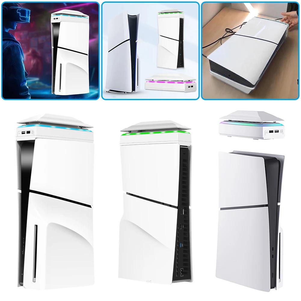 Верхний охлаждающий вентилятор для консоли PS5 Slim со светодиодной подсветкой RGB, радиатор игрового хоста, верхний пылезащитный вентилятор для рассеивания тепла для Sony PS5 Slim