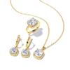 Square Zircon Ring Simple Fashion High Sense Personalized Earrings Necklace Set