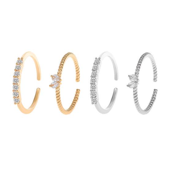 2/4Pcs Finger Ring Heart Shining Cubic Zirconia Inlaid Opening Adjustable Finger Band Jewelry Accessory