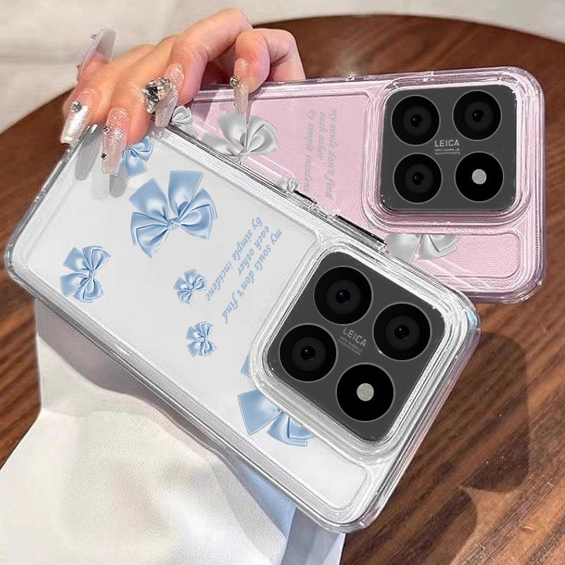 Bowknot Print Clear Silicone Phone Case For Xiaomi Redmi 14T 13T Note 14 Pro 13 12 11 Poco F6 X6 X5 Lens Protection Shockproof Transparent Soft Cover