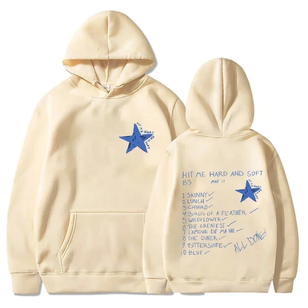 Billie Hit Me Hard and Soft Printed Hoodie Men's Women's Hip Hop Hooded Sweatshirts Fleece Casual Oversized Pullovers
