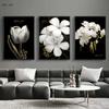 Luxury Plants White Flowers Wall Art Painting Picture Golden Art Canvas Poster Prints Nordic Flowers Art for Living Room Decor
