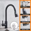 Black Pull Out Kitchen Sink Faucet Deck Mounted Stream Sprayer Kitchen Mixer Tap Bathroom Kitchen Hot Cold Tap