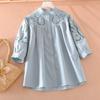 Cotton Shirt Women Summer Oversize Loose Casual Embroidery Loose Casual Soft Loose Shirt Top