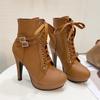 Fashion Thin Heels Ankle Modern Boots Spring/autumn Lace-up Women's Shoes On Sale 2024 Brand High Heel Round Toe Novelty Women's Boots