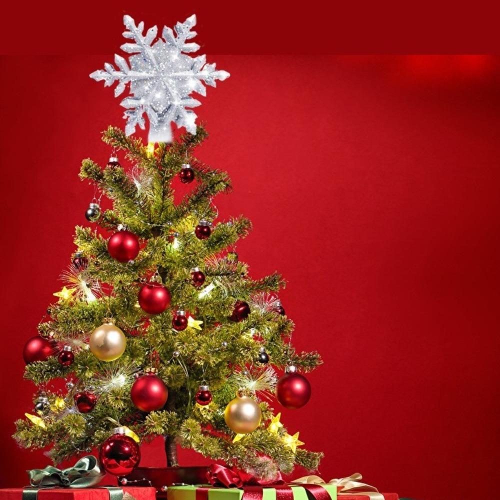 3D Glitter Projection Christmas Tree Toppers Snowflake Stars Party Decor New Xmas Tree Lighting