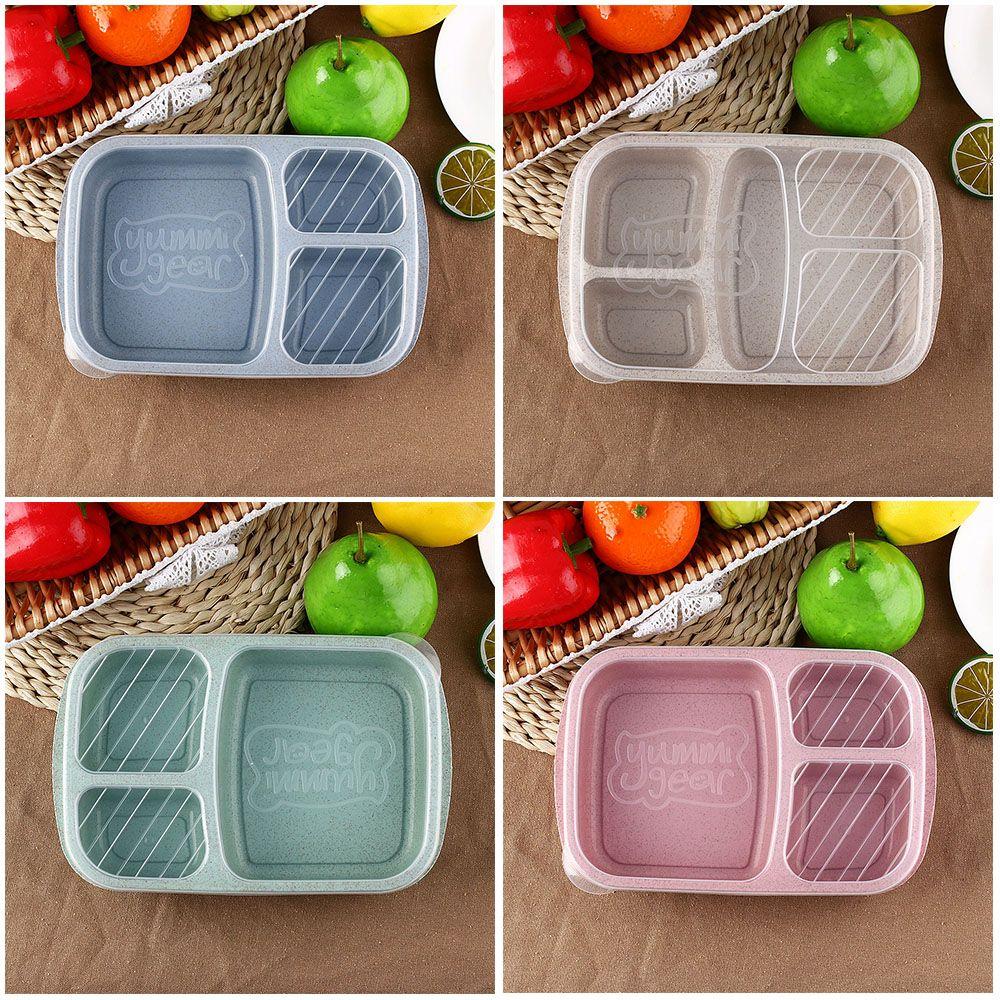 Durable Dinnerware Wheat Straw Food Fruit Container Picnic Storage Boxs Lunchbox Lunch Box