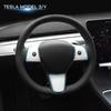 3pcs For Tesla Model 3 Y 2023 2022 Carbon Fiber Car Steering Wheel Panel Cover Trim Sticker Frame Interior