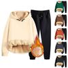 Women's Fashion Solid Colour  And Winter Padded And Thickened Hooded Sweatshirt Sweater Sweatpants Casual Two-Piece Set