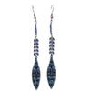 [P7332] - Designer Earrings 'Navajos' Blue Black - 85x10 Mm