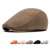 Cotton and Linen Cap Men's Solid Color Beret Forward Cap Outdoor Sunscreen Sunshade Hat